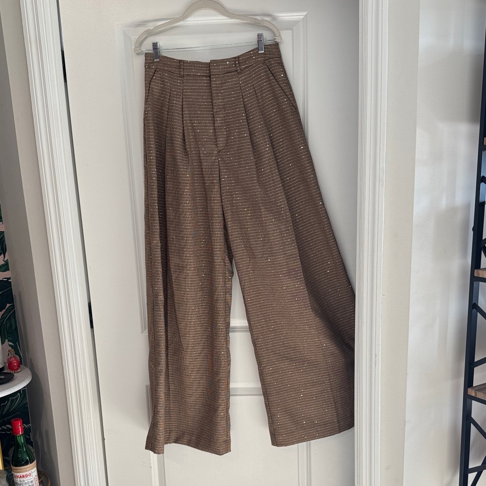 Maeve Tan Wide-Leg Trousers